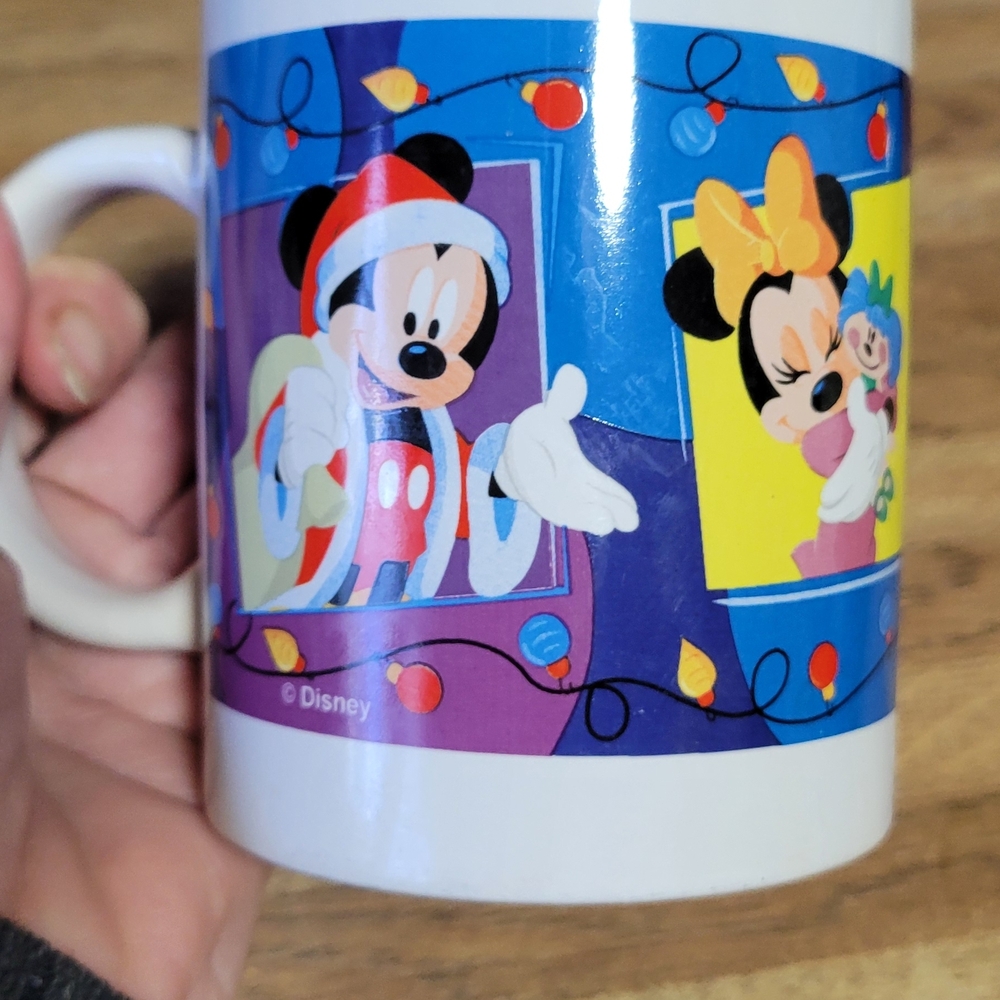 Disney Festive Mickey and Minnie Mug - Red, Yellow, Blue